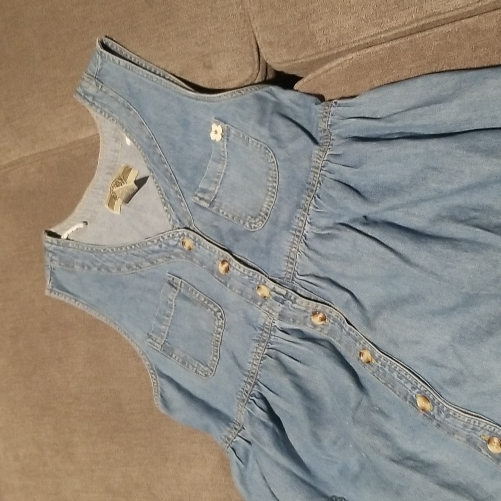 Vintage cottagecore denim button down dress jumper M